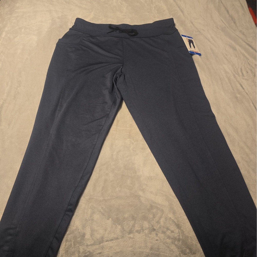 32 Degrees Women's Jogger Pants L Dusty Blue Drawstring Pockets Stretch New